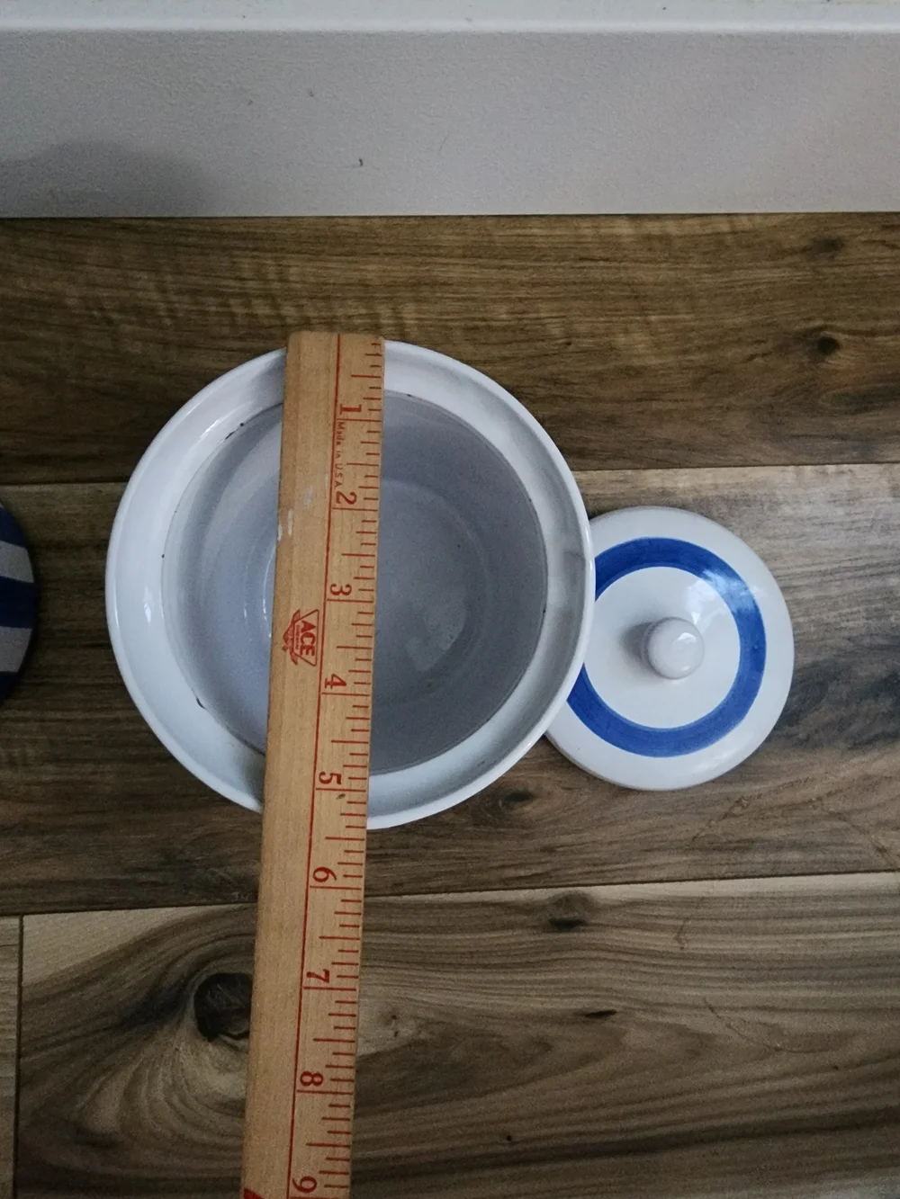 Pier 1 Hand-Painted Cherry Ceramic Canister Set - White, Red & Blue